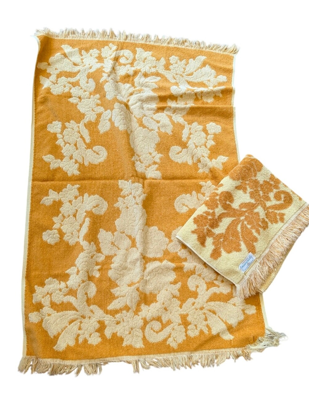 Cannon Monticello Floral Jacquard Bath Towels - Golden Yellow MCM Cotton Retro